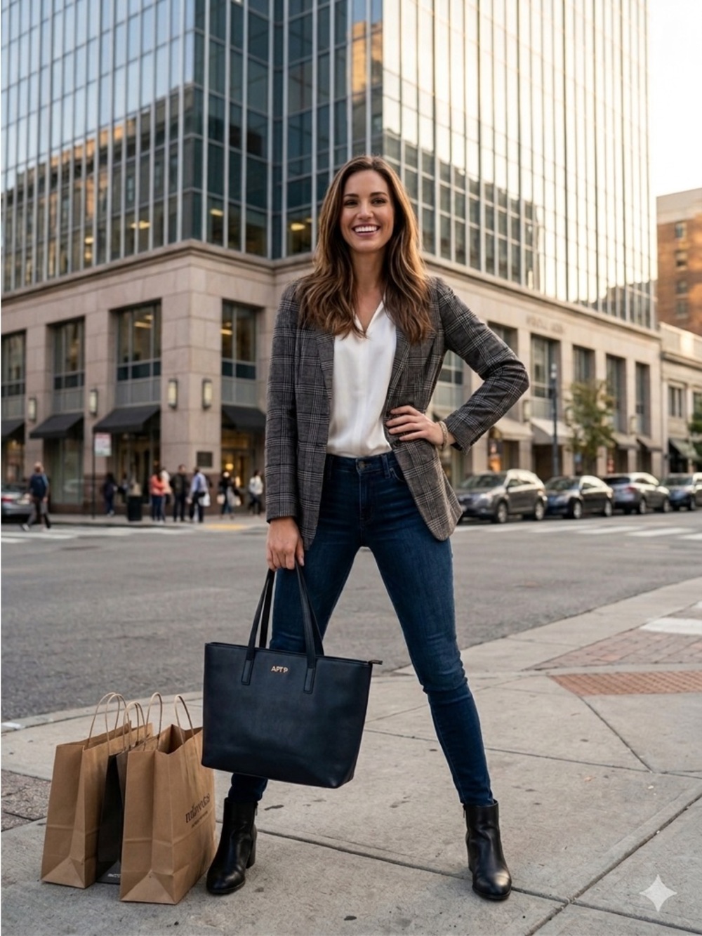 Apt. 9 Gray and Black Glen Plaid Sport Coat with Subtle Brown Windowpane